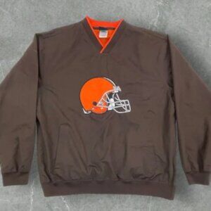 Cleveland Browns NFL V Neck‎ Pullover Windbreaker Mens Medium Pullover Side Zip